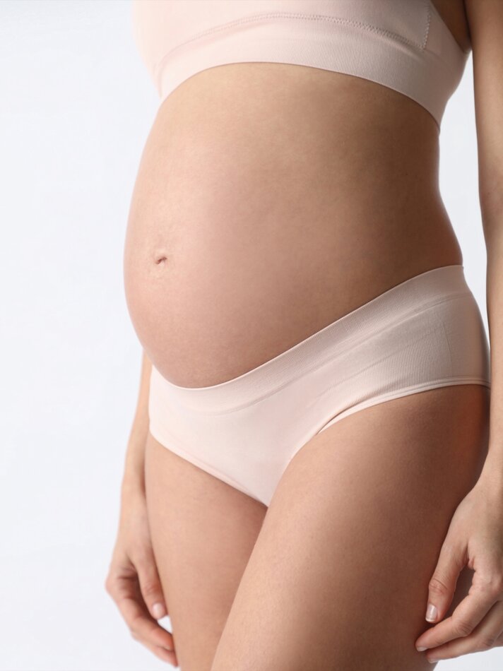 Conjunto com 2 calcinhas de maternidade sem costura. - Rosa Nude