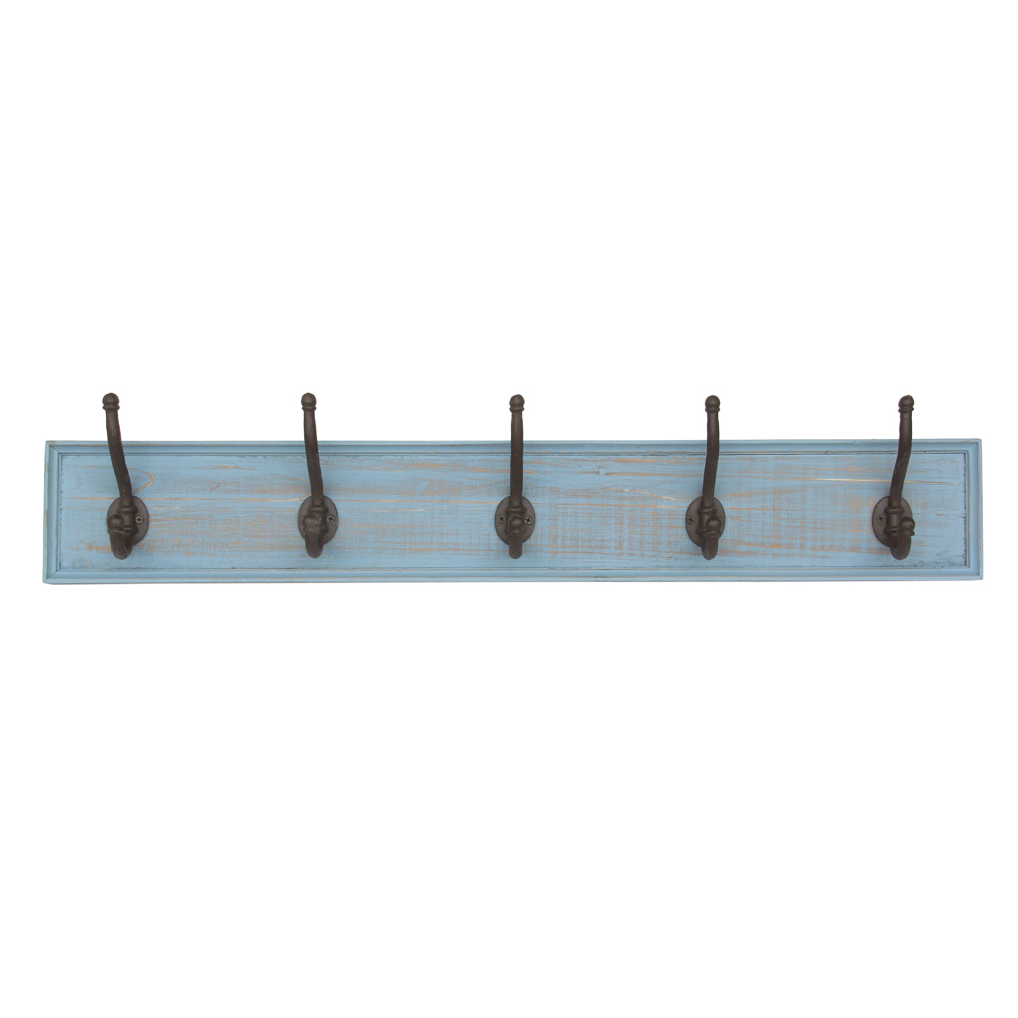 5er Hakenleiste, blau, B 90 cm, H 14 cm, T 8 cm von fischer's lagerhaus