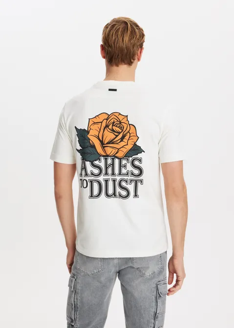 T-shirt met print roos off-white (WIT.O)