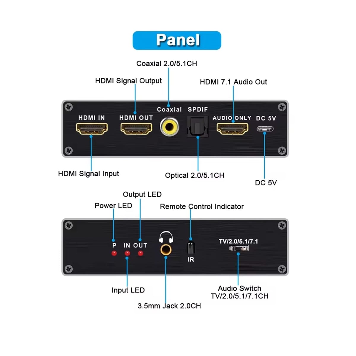 NÖRDIC HDMI 2.1 Extractor 8K 60Hz 4K 120Hz, 7.1 HDMI-lyd, S/PDIF, Koaksial, AUX