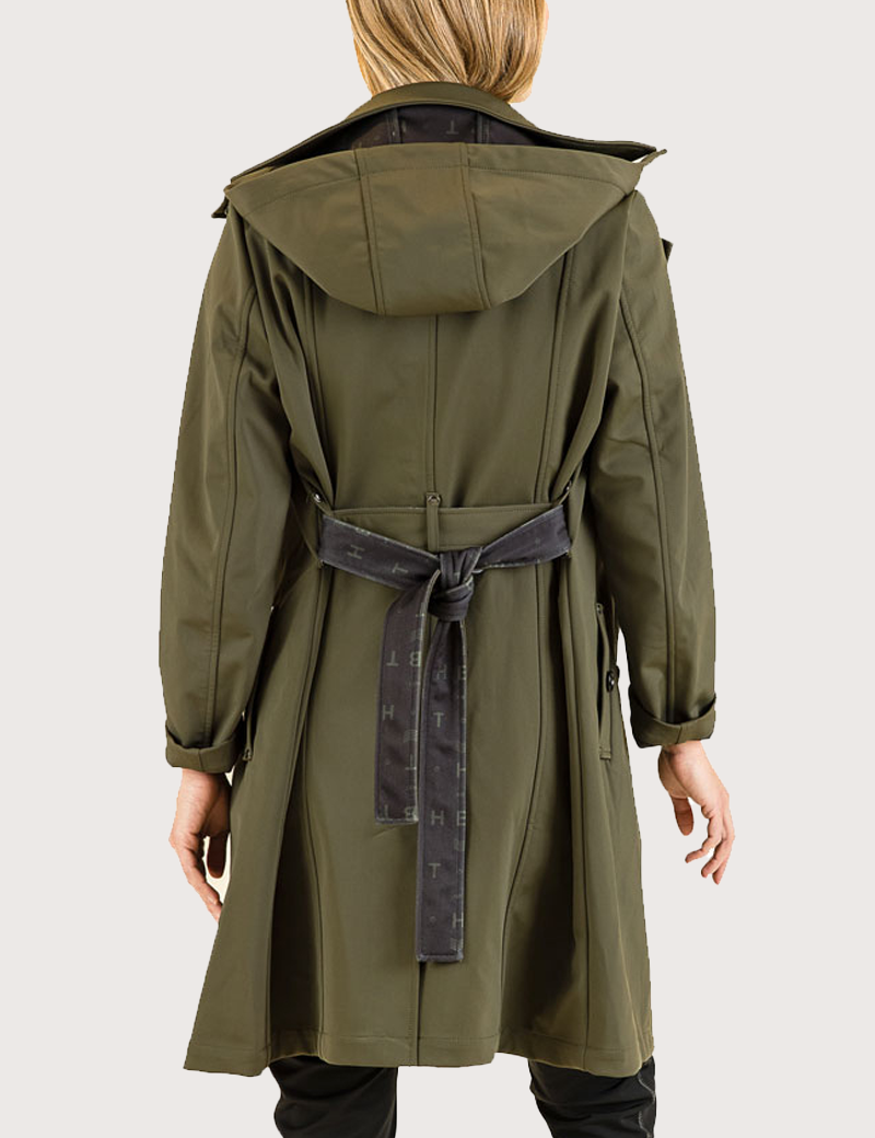 HBT TRENCH MI-LONG À CAPUCHE AMOVIBLE KAKI POUR FEMME QUEEN
