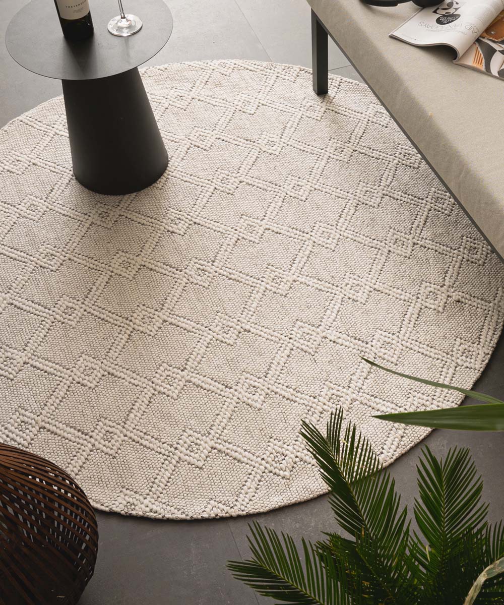 Nordic Weavers Rond buitenkleed - Var wit - 100 cm