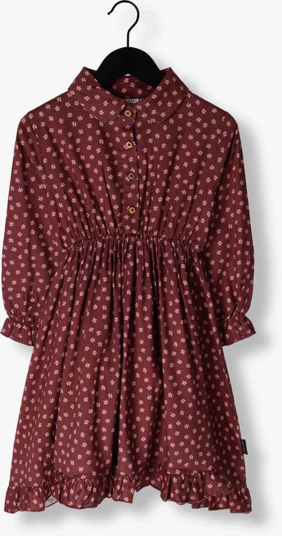 DAILY BRAT bordeaux daily brat midi jurk cristal flower dress granite