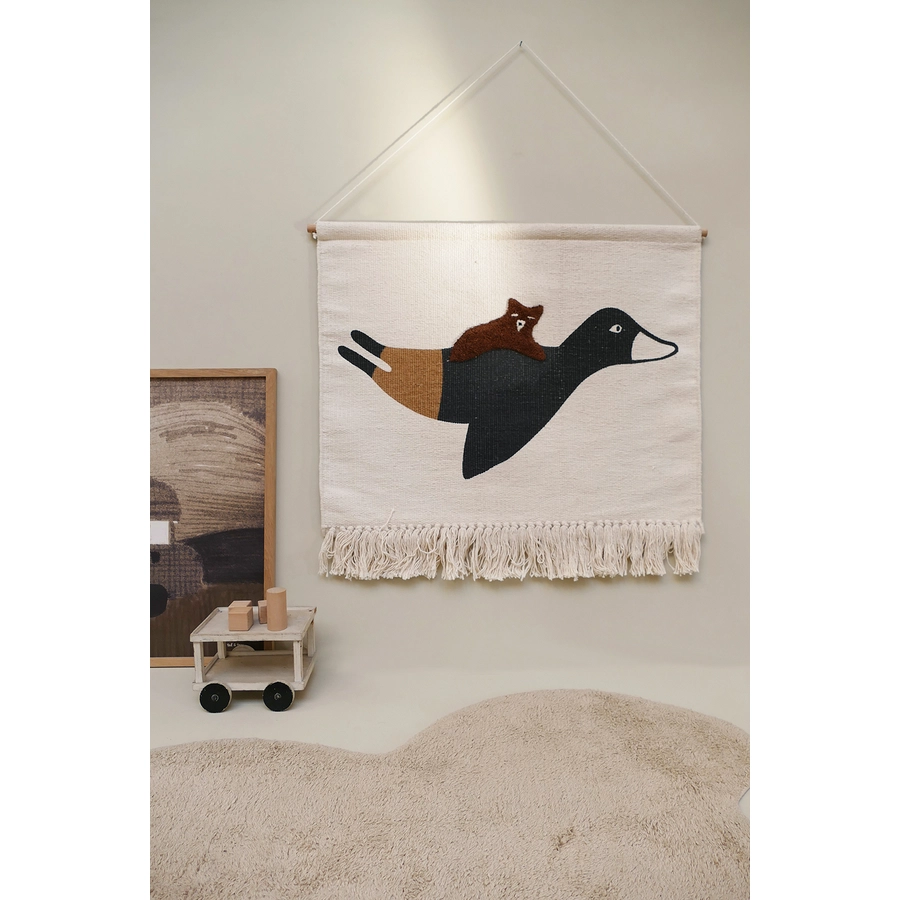 Tapis Petit Wandteppich Birdy cream brown 70 x 50 cm