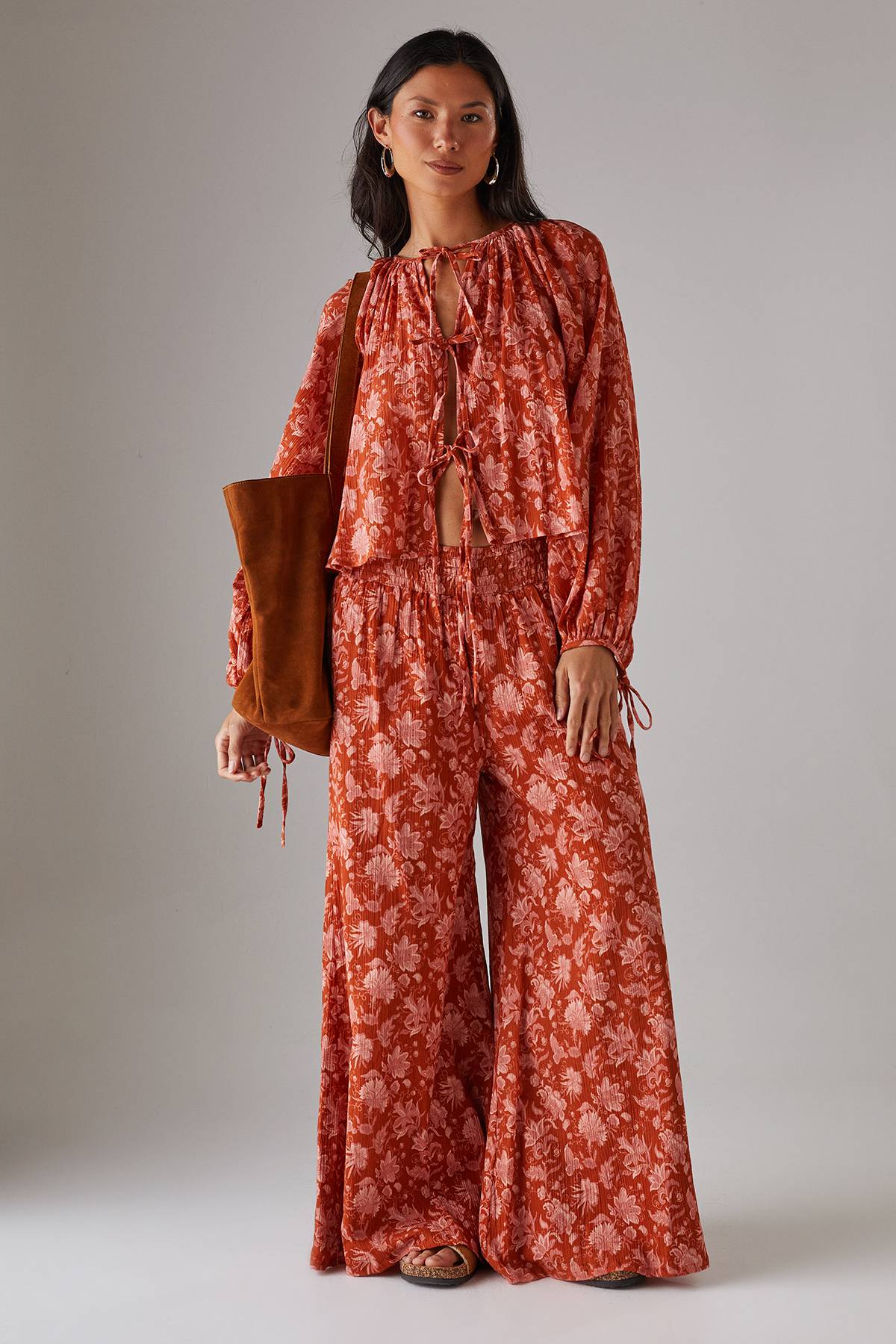 Warehouse Blouse Bohème en Étamine à Nœud Devant