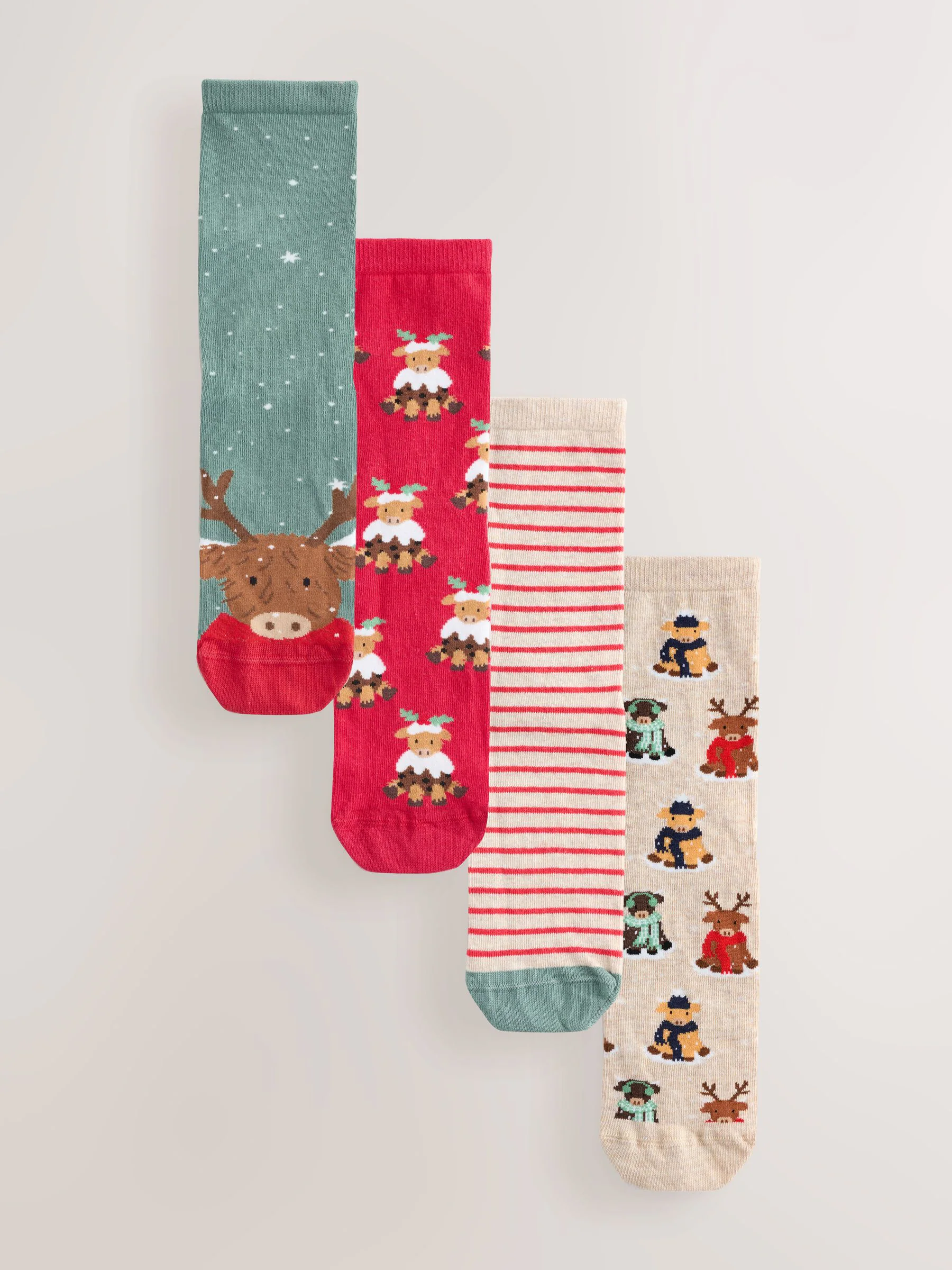 Kerstmis Hamish The Highland Cow - Set van 4 paar enkelsokken