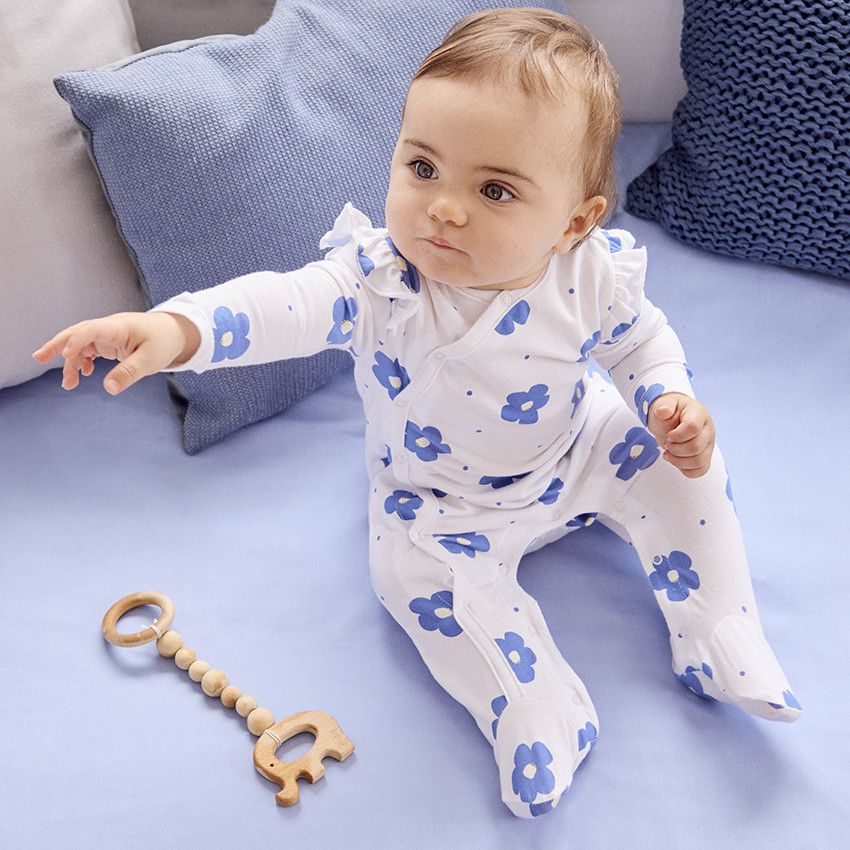 Lot de 3 dors-bien floraux pour bébé fille avec ouvertures différentes selon l'âge - Blanc