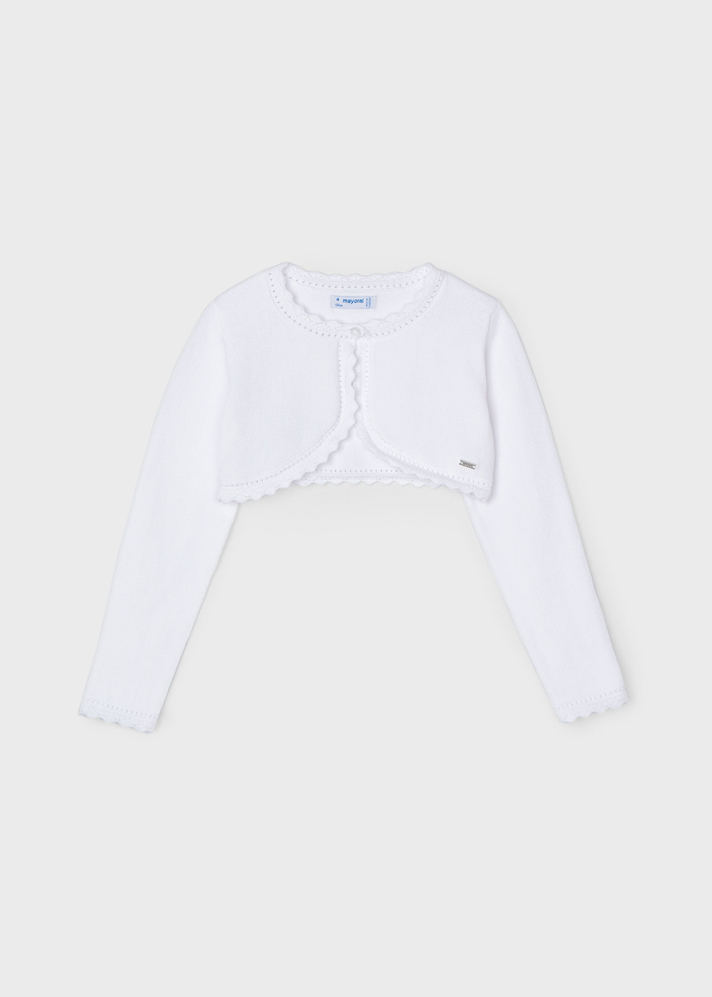 Cardigã feminino Better Cotton em fio metálico na cor nude.