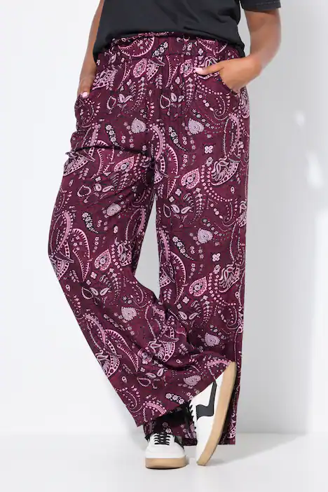 Palazzo-Hose, Wide Legs, HighWaist, Alloverprint, rosa