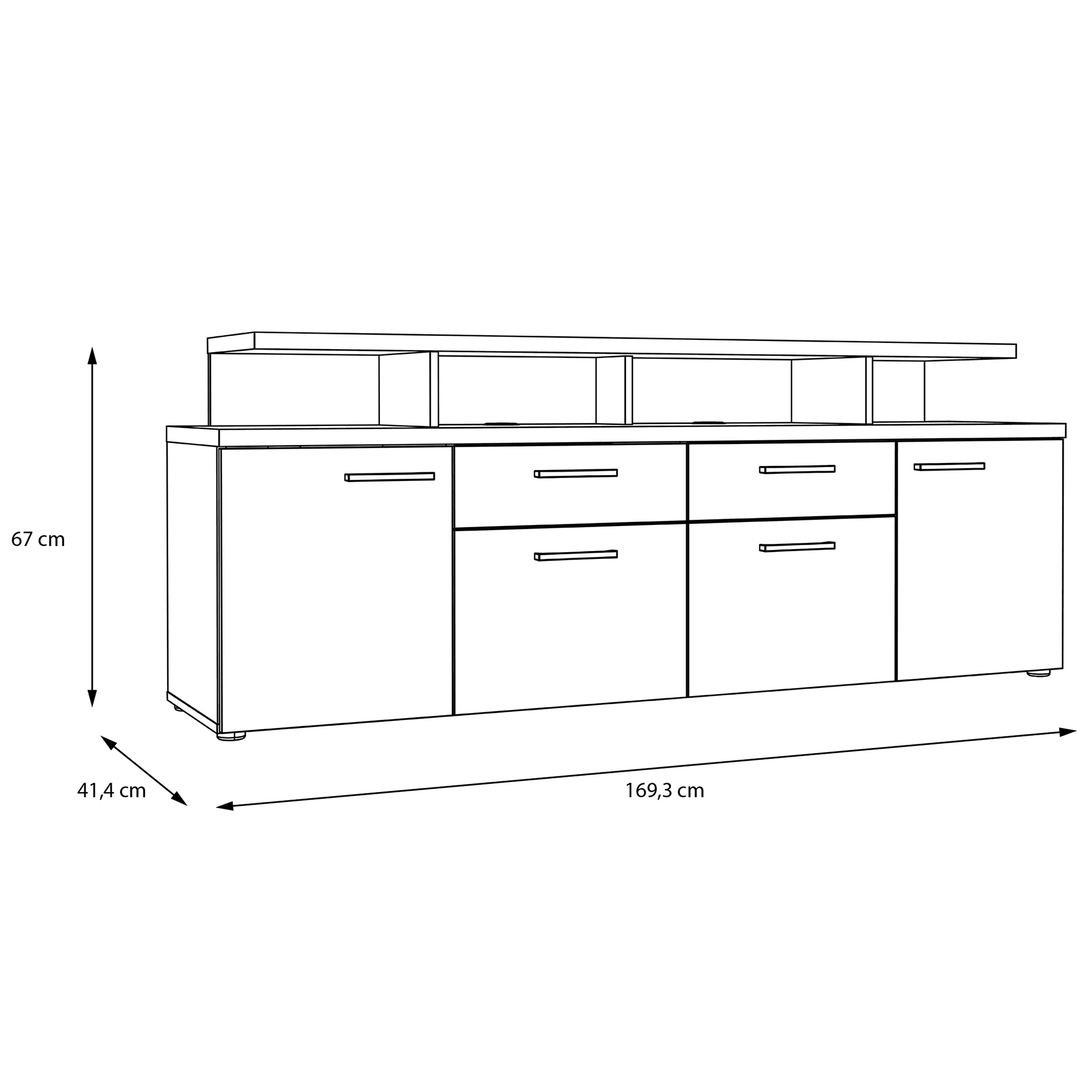 Lowboard - weiß - Artisan Eiche - 169 cm