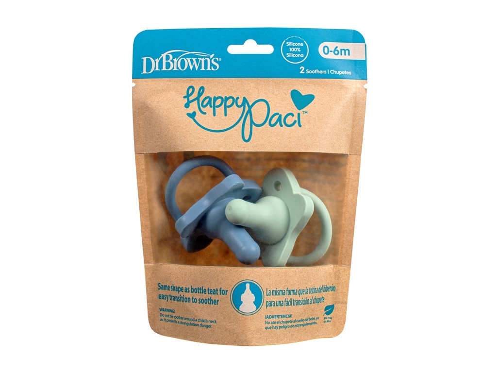 CHUPETA DR. BROWN'S SILICONE AZUL E VERDE  0M 2UN