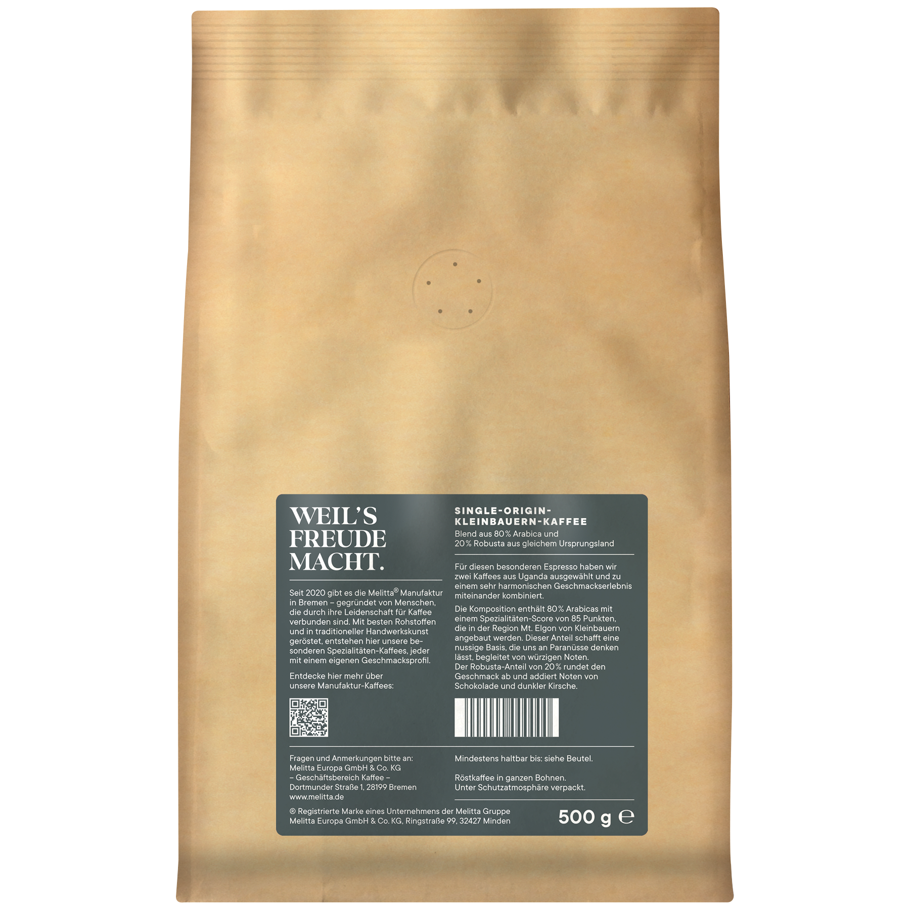 Melitta® Manufaktur-Kaffee Espresso Uganda|Kaffeebohnen 500g