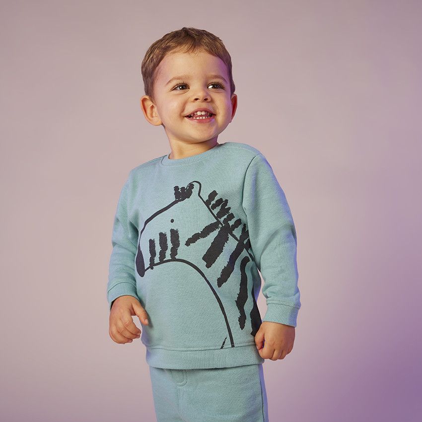 Ensemble jogging molleton print zèbre pour bébé garçon - Vert