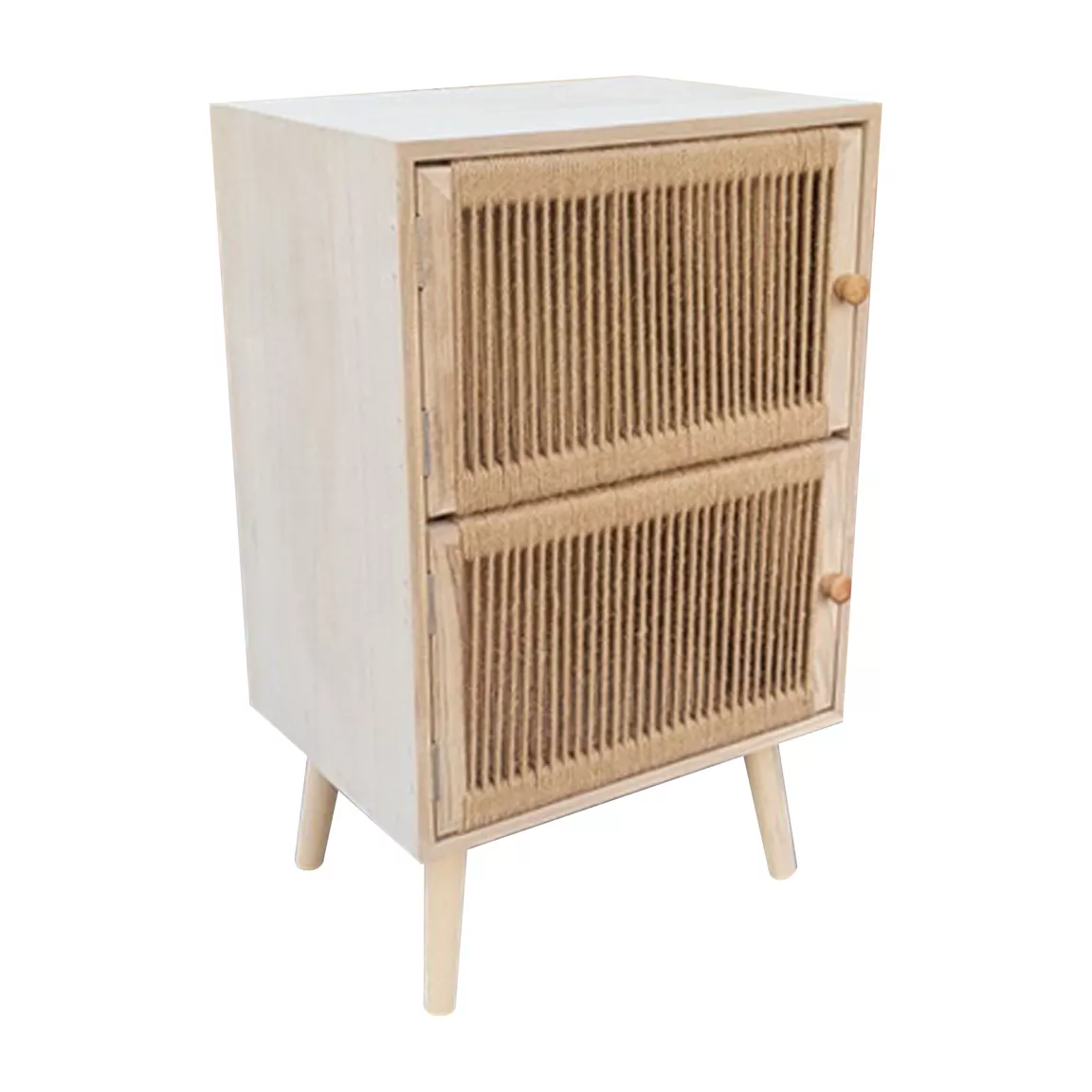 Table d'appoint bois et corde de chanvre (H65 cm) Double Manille Beige