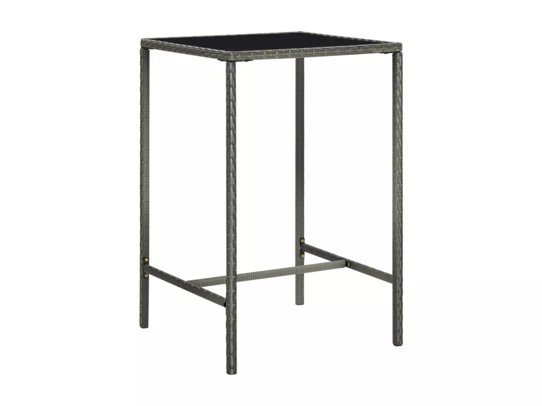 Prolenta Premium - Table de bar de jardin Gris 70x70x110cm Résine tressée et verre