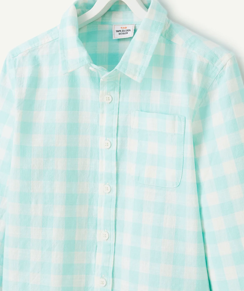 chemise manches longues garçon à carreaux vert et blanc