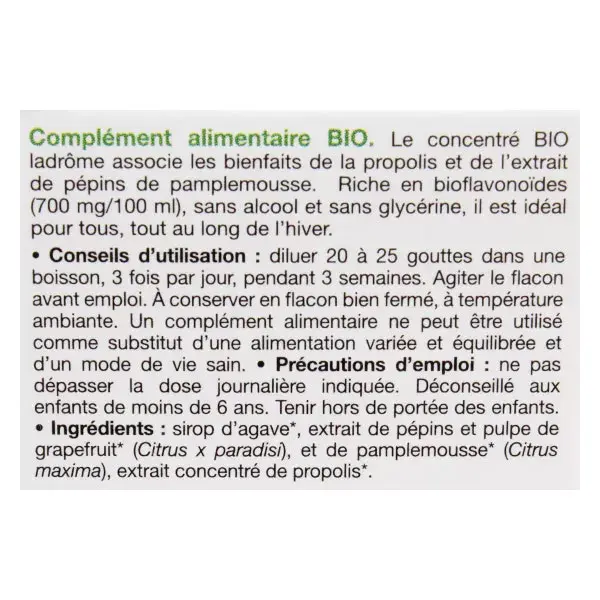 Ladrôme Propolis et Pépins de Pamplemousse Concentré Bio 50ml