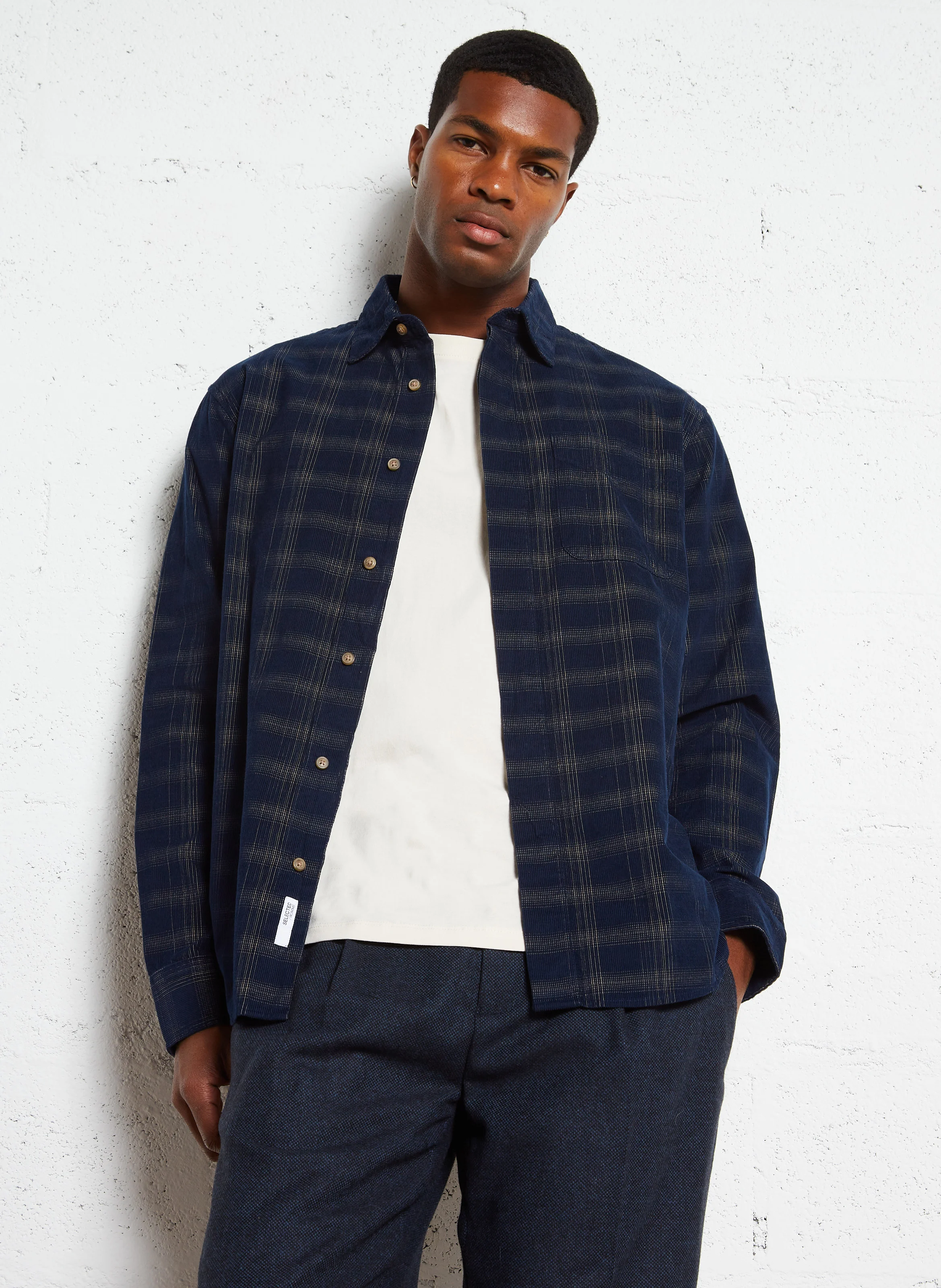 Chemise col classique en coton | Bleu