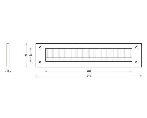 Intersteel tochtstrip rechthoekig, BxH 325/75 mm, geborsteld roestvrij staal