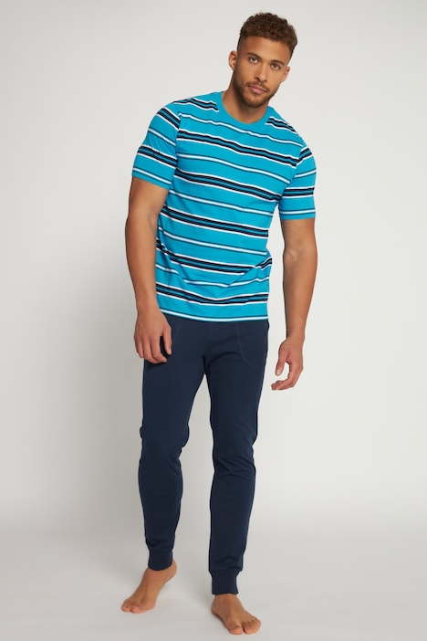 Schlafanzug, Ringelshirt, lange Hose, schmale Passform