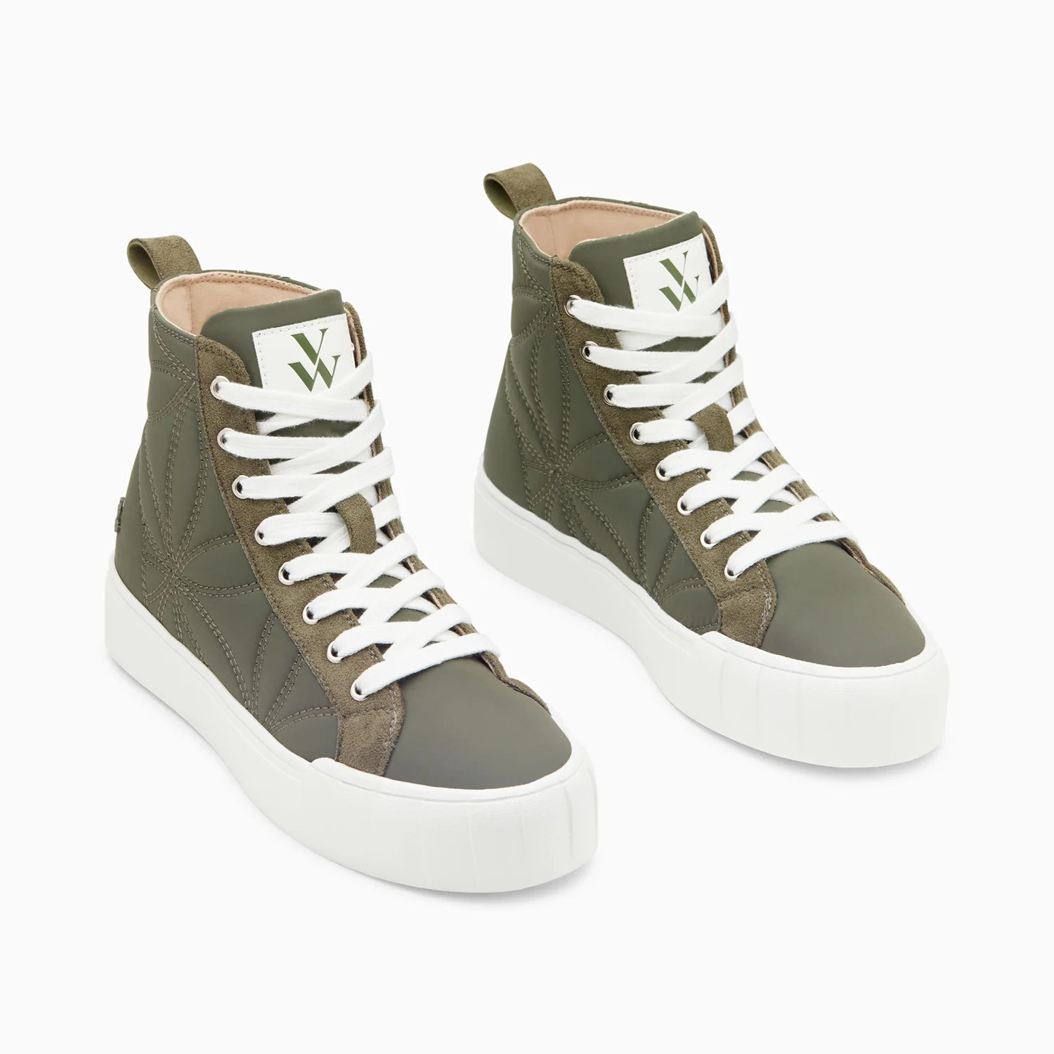 Sneakers-Baskets montantes Nalya kaki matelassées