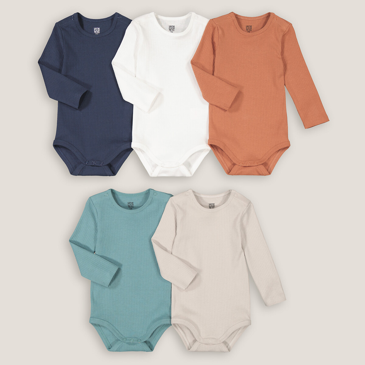 COLEÇÃO LA REDOUTE<br>Conjunto de 5 bodies de manga comprida