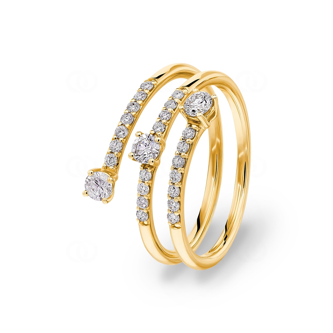 Damenring 750/18 K Gelbgold mit Diamanten 0.50 ct H/si