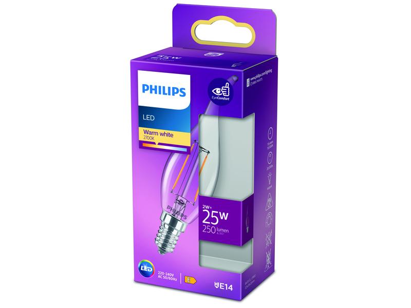 Philips Lampe LEDcla 25W E14 BA35 WW CL ND Warmweiss Leuchtmittel BA35 mit klarem Glas