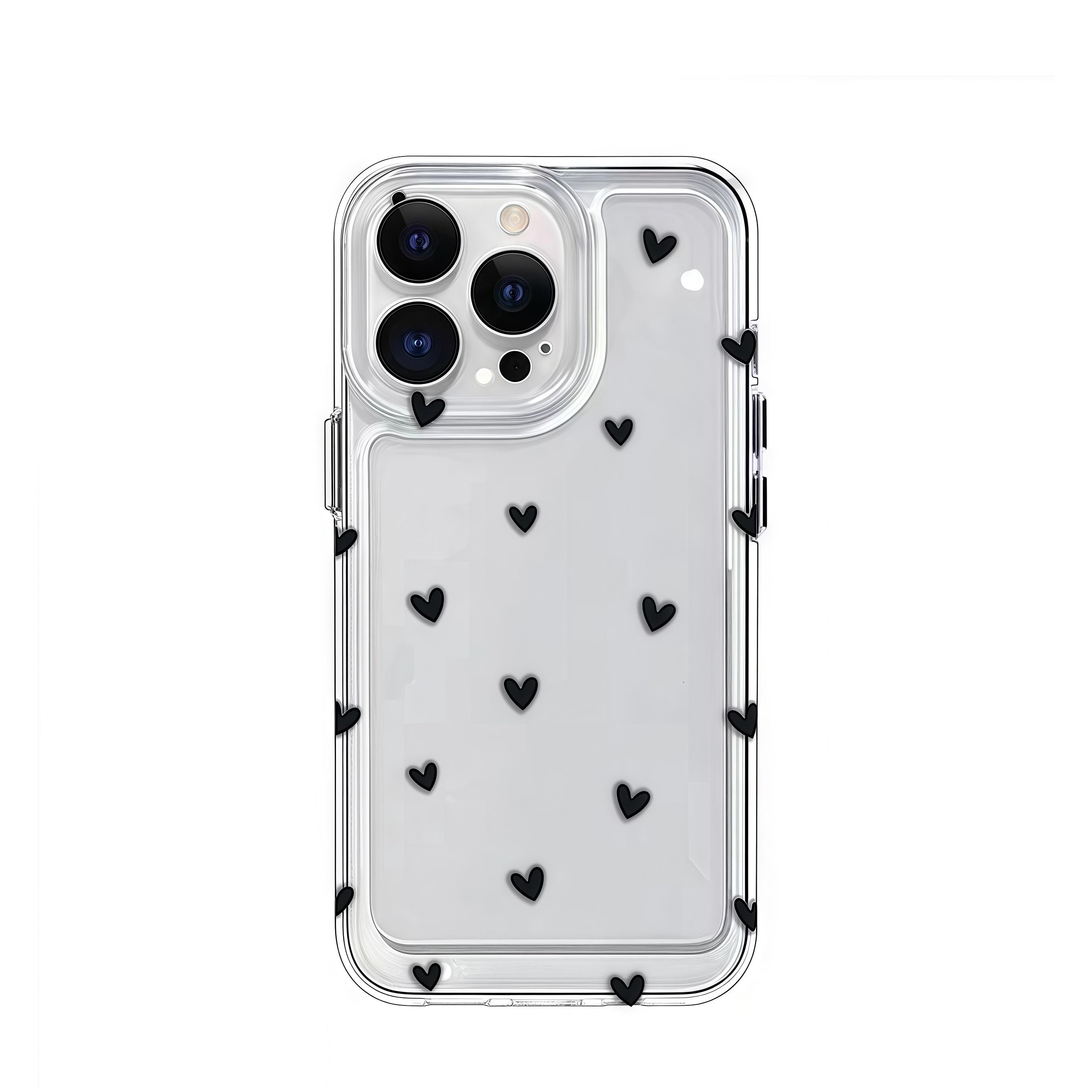 iPhone 16 Gummi Case Schutzhülle mit Kameraschutz 3D Herzchen - Transparent