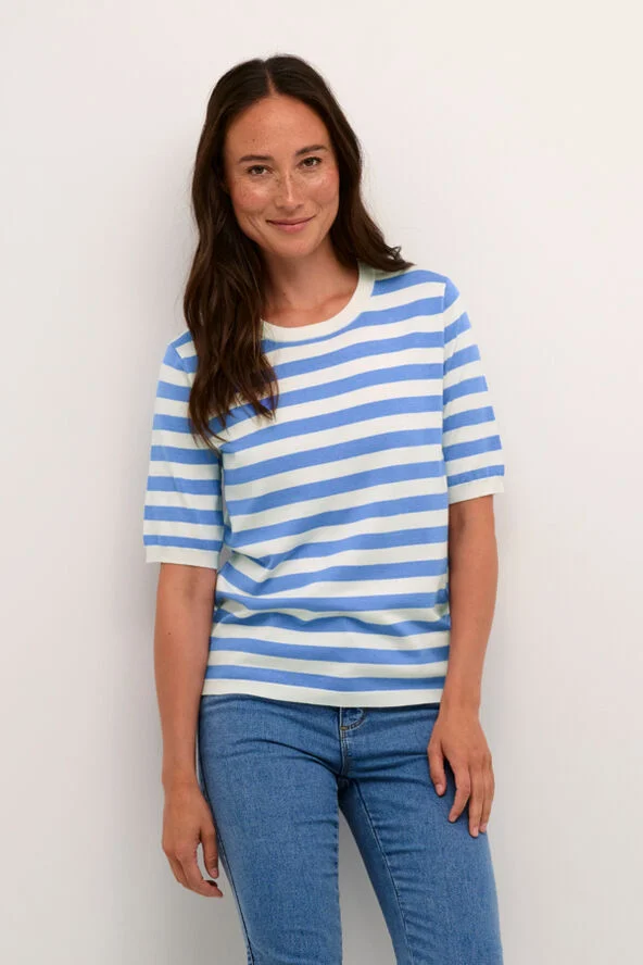 Kaffe KAmala Striped Knit Ultramarine/turtle. stripe