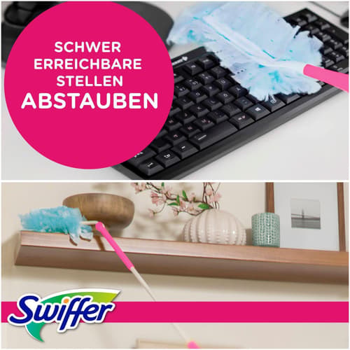 Swiffer Pink Staubmagnet Starter-Set (1 Griff + 7 Nachfülltücher)