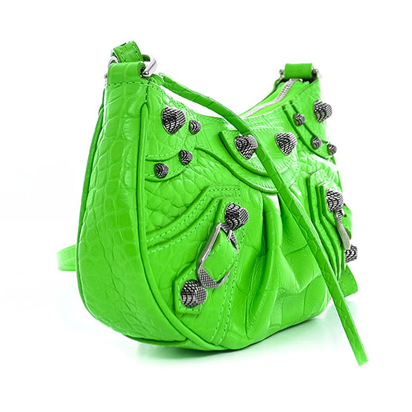 Balenciaga Sac bandoulière Mini Cagole en Cuir vert - Très bon état - L.21 cm