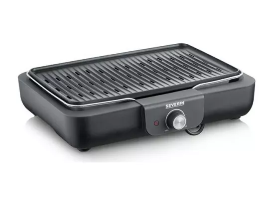 BARBECUE DE TABLE 2300W TH° 37X29CM PLAQUE FONTE ALUMINIUM NOIR SEVERIN - 8556