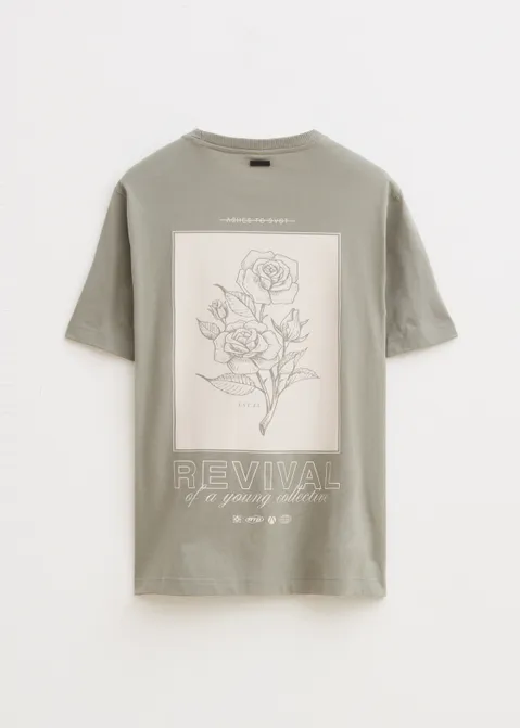 T-shirt met print roos groen (GRN.O.L)