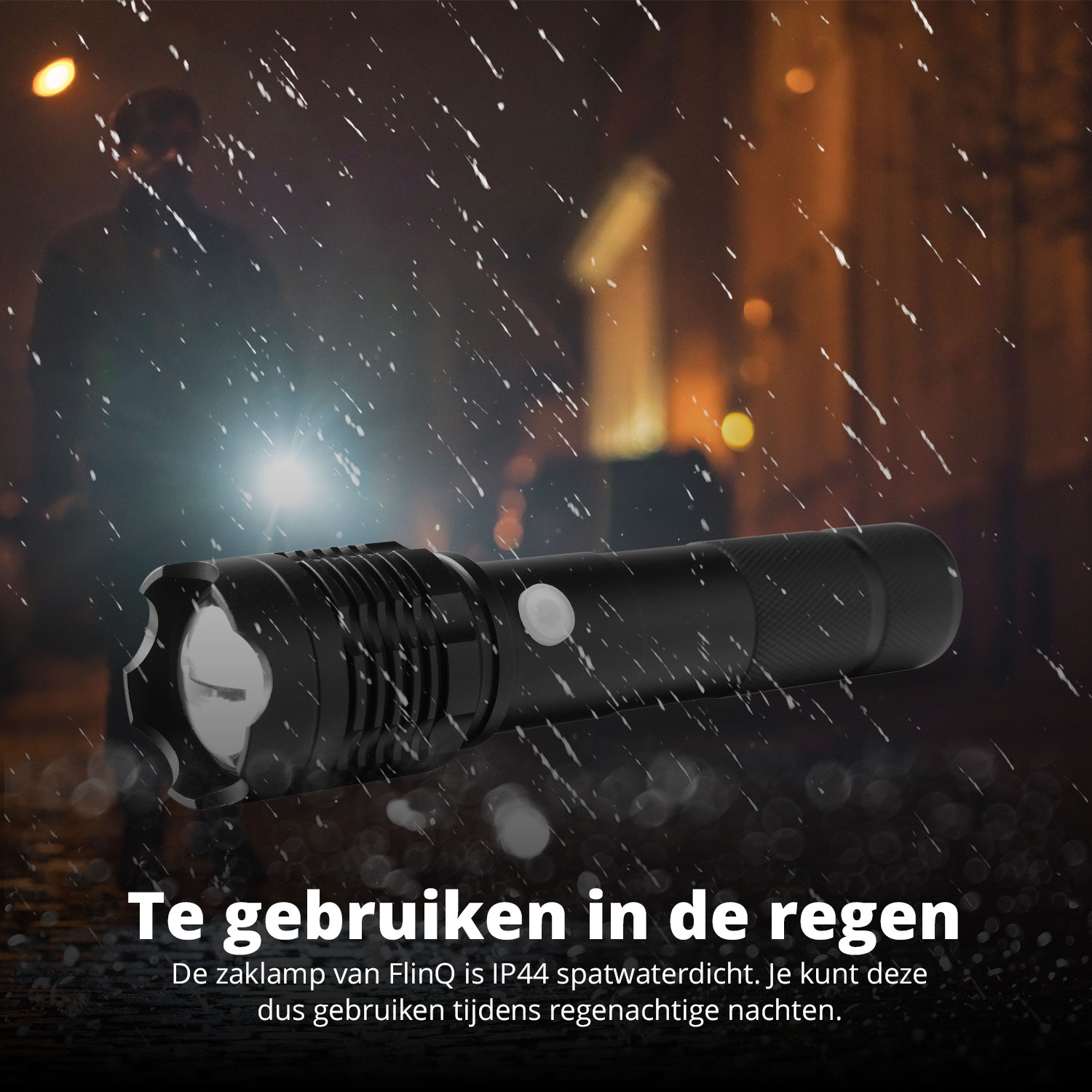 FlinQ oplaadbare LED zaklamp - Black