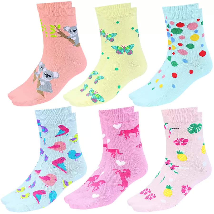 TupTam Kinder Socken Mädchen Jungen Bunt Gemustert 6er Pack blaugelb