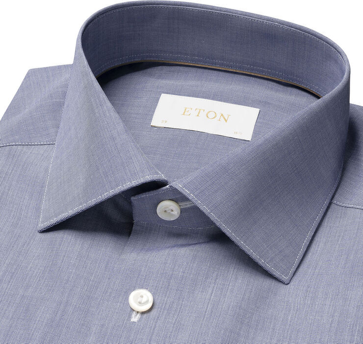 ETON Contemporary Fit Dark Blue Chambray Elevated Poplin Shirt Blå
