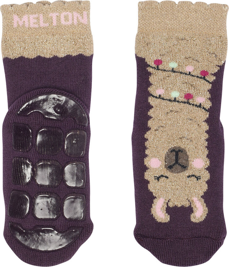 Melton Llama socks - anti-slip Hortensia