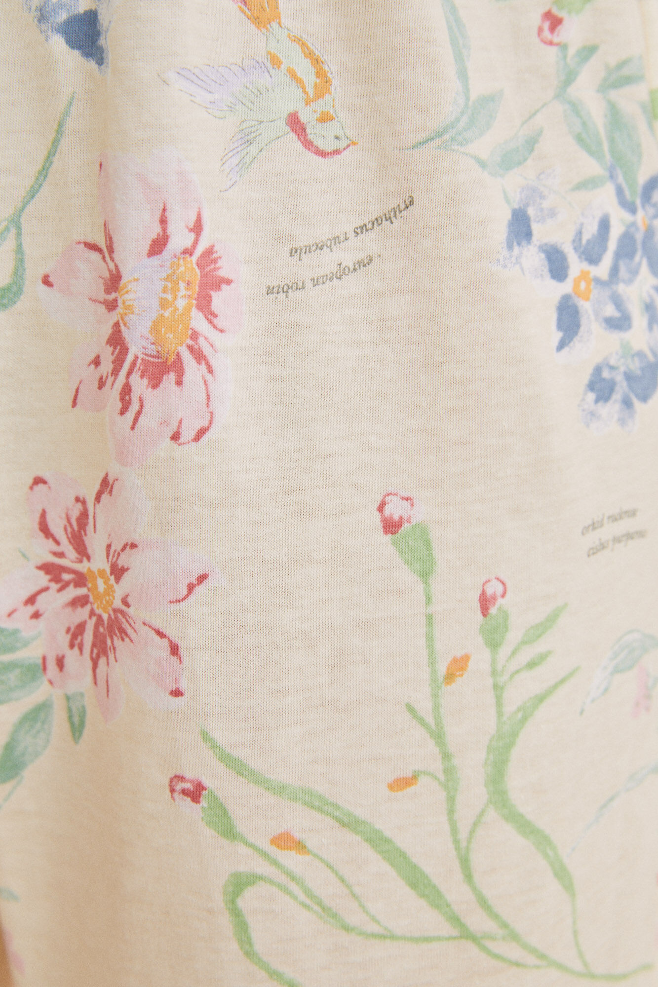 Pijama Capri 100% algodão, branco com flores - bege
