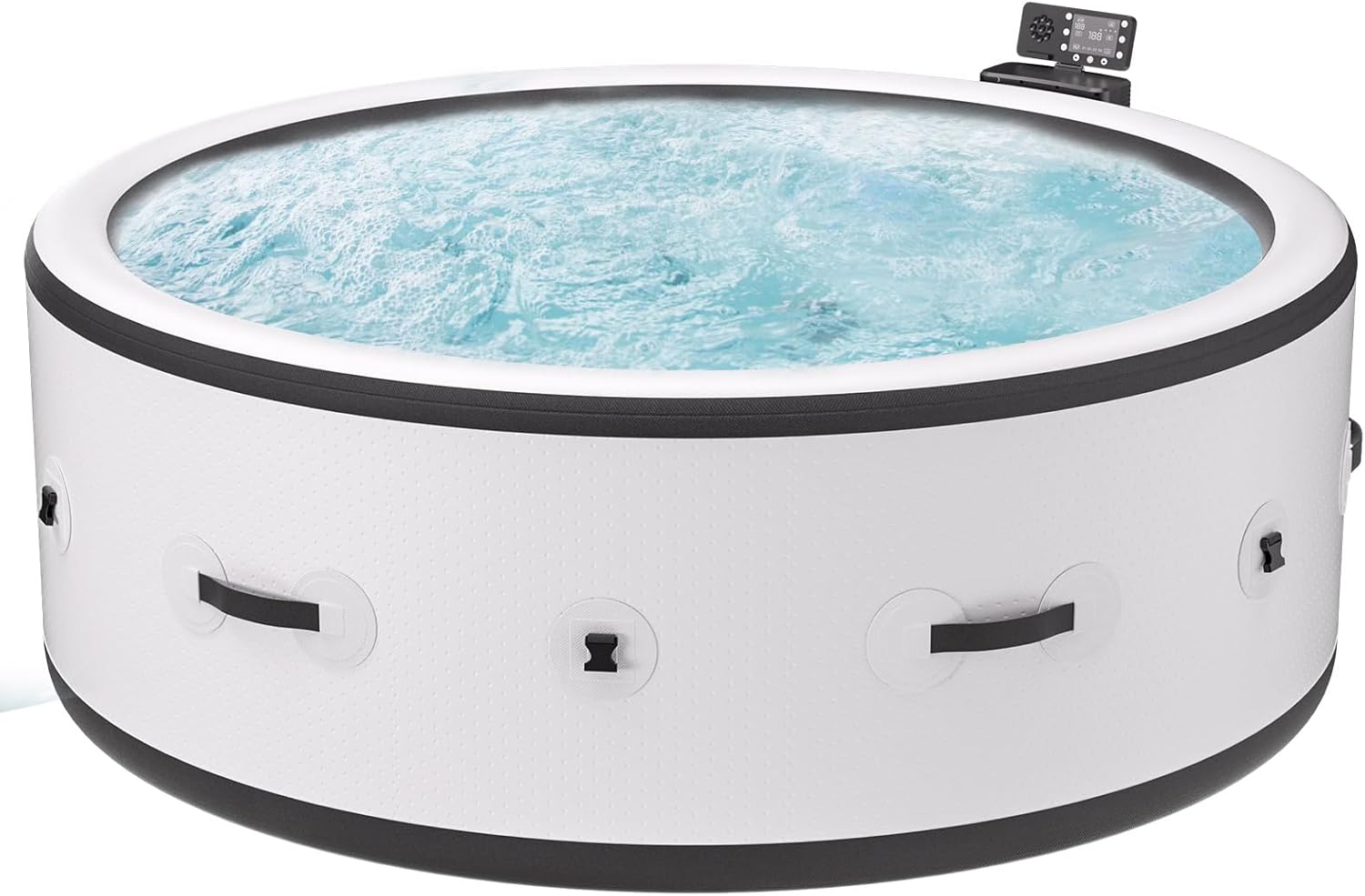 Aufblasbarer Badewannen mit Sprudelfunktion, PureSpa Pool Massage-Hottub, beruhigenden Luftdüsen, integriertem Schnellfüllsystem, LED-Lichtern (weiß, 206 x 206 x 71cm)