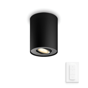 Philips Hue opbouwspot Pillar zwart - warm tot koelwit licht 5W -1 spot met dimmer switch