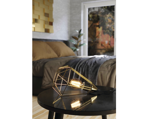 Tafellamp, 1-lichts, HxBxØ 26,5x17,5x17,5 cm, Tarbes messing/geborsteld