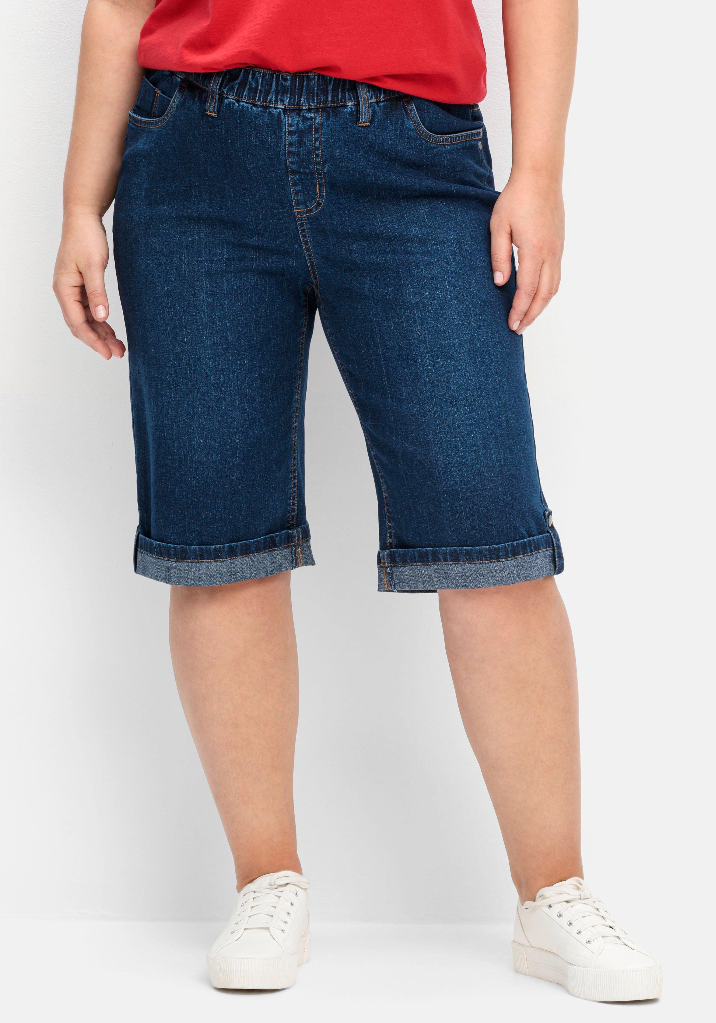 Jeans-Bermudas mit fixiertem Aufschlag