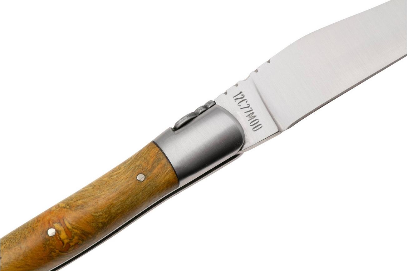 Laguiole en Aubrac Cheesewood Natural Colour, Matt Bolsters, zakmes, 12 cm