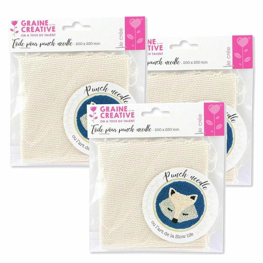 3 toiles pour punch needle 25 x 25 cm