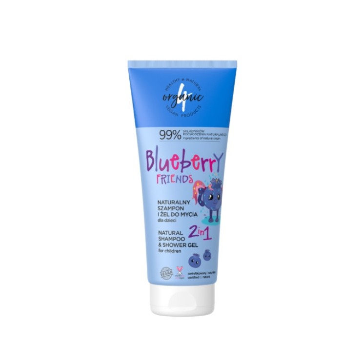 4Organic Blueberry Friends natuurlijke shampoo en wasgel voor kinderen 2in1 200 ml(31-12-2025)