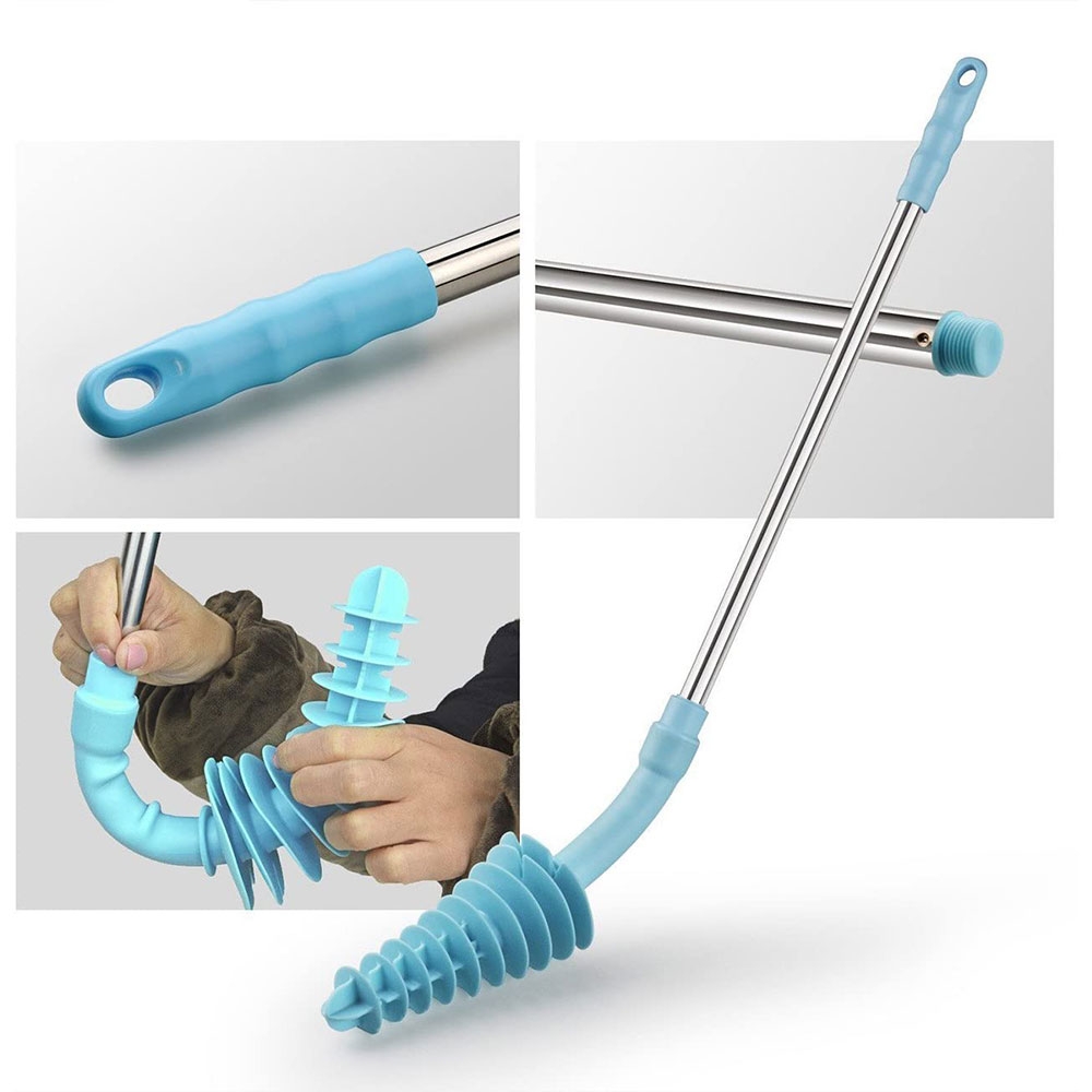 (72cm) WC Bürste Pömpel Flexibler Toiletten Abfluss Reiniger mit Langem Griff