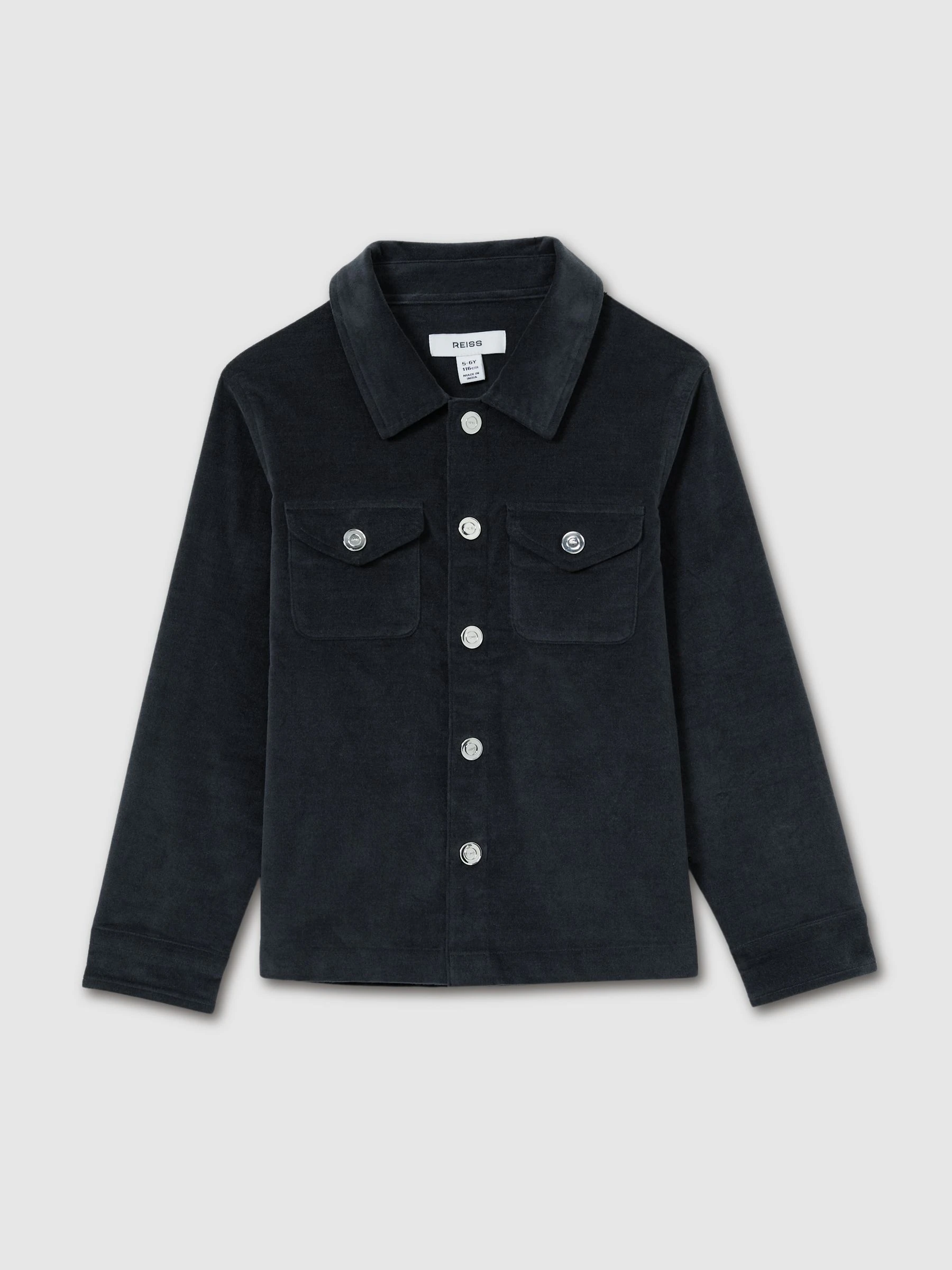Reiss Vendetta Velvet Press-Stud Overshirt