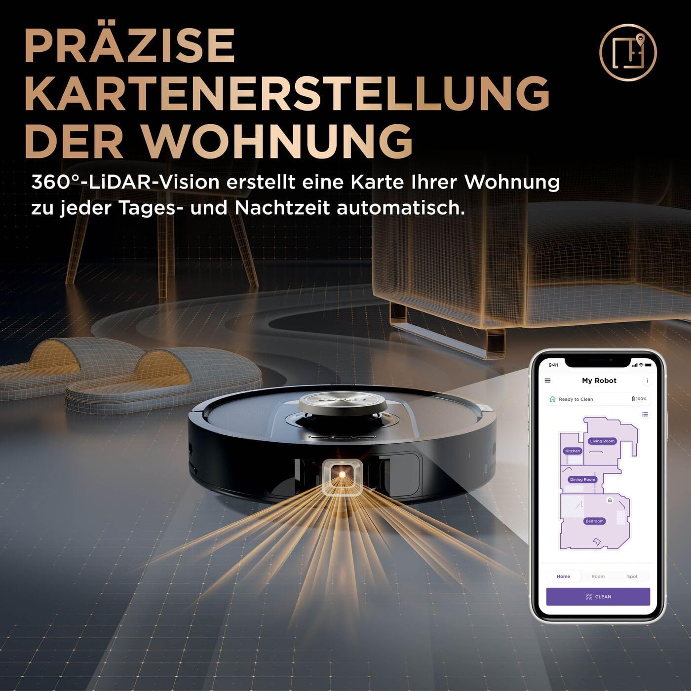 Shark PowerDetect 2-in-1 Saugroboter & Wischroboter, NeverTouch Pro 60-Tage-Selbstentleerung, selbständiges Nachfüllen & Reinigen, 3D-/ LiDAR-Navigation, NeverStuck, App-Steuerung, Schwarz RV2800ZEEU