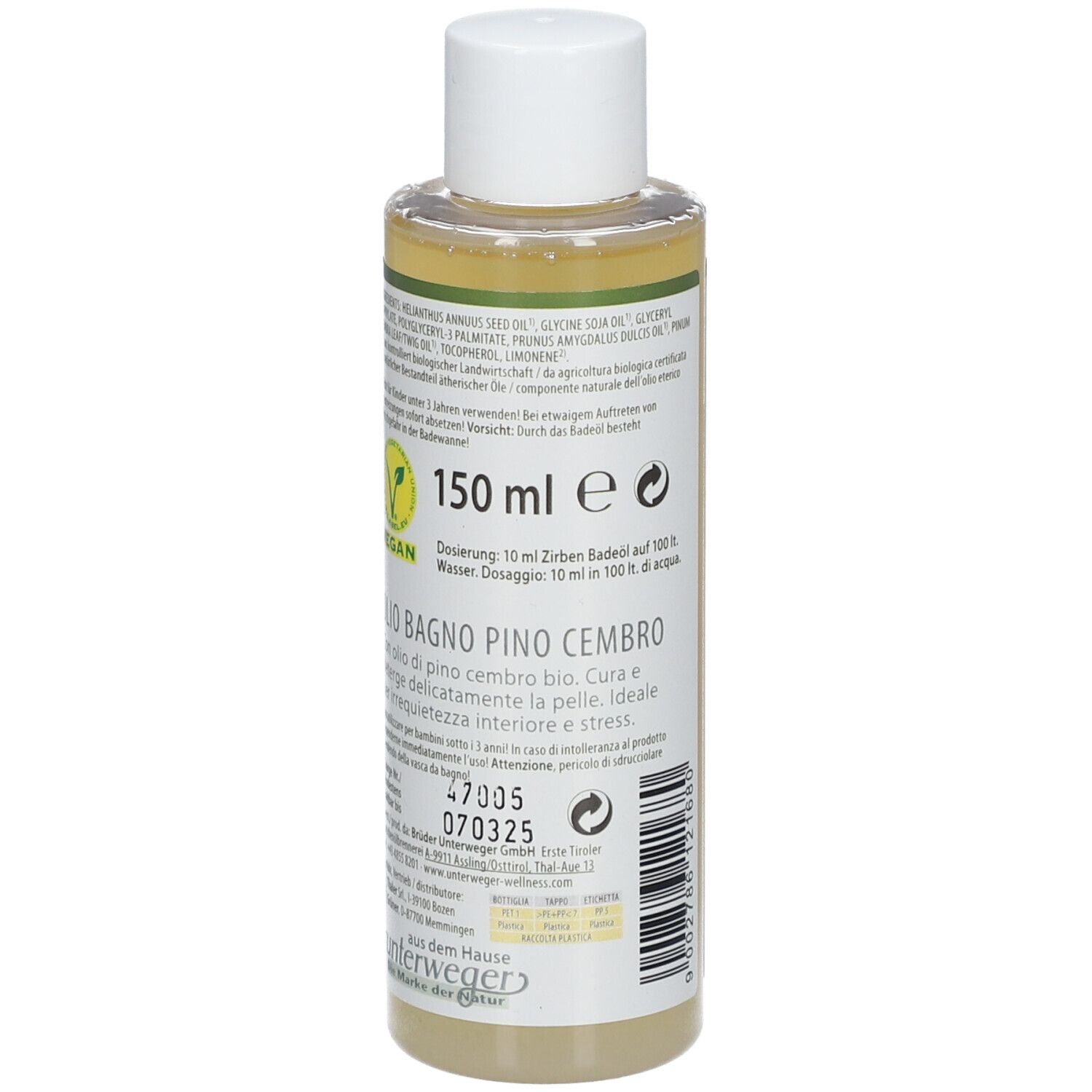 Vitalpinum Naturkosmetik Zirben Badeöl